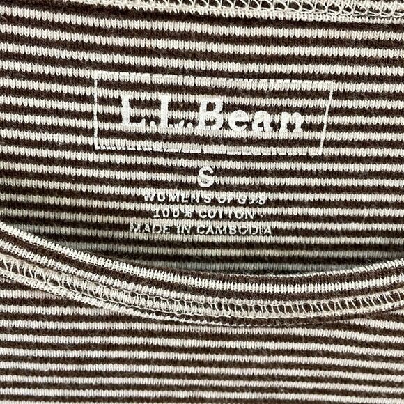 L.L. Bean Ladies Brown and White Striped Pullover Top, Size Small - Picture 3 of 4